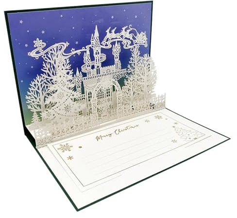 3D Pop-up Weihnachtskarten, mit Weihnachtsmann, Rentieren, und Weihnachtsbaum, klappkarten, Weihnachtspostkarten für Freunde und Familie, Frohe Weihnachten Merry Christmas (A)