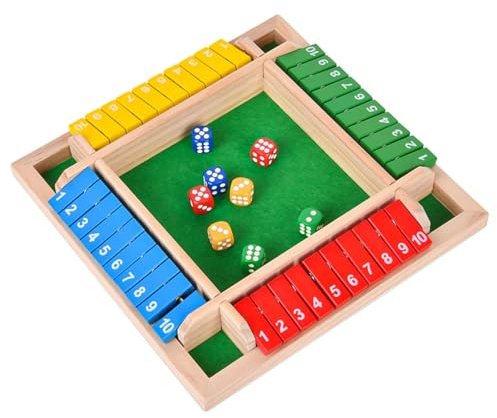 Spiele für Erwachsene Gesellschaftsspiele Shut The Box Brettspiele, hölzernes Tischspiel für 4 Spieler Kneipen, Klassische Würfelspiele, Reisespiel Traditionelles Mathematik-Würfelspiel für die ganze
