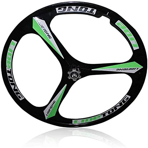 SXSHEYS Set di Ruote Anteriori per Bicicletta da 26 Pollici con girante, Set di Ruote Posteriori Integrate da Montagna a 3 Razze, Set di Freni a Disco in Lega di magnesio, Verde