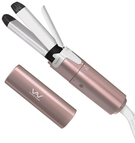 VAV 2 in 1 Hair Straightener & Curling Iron,1 Inch Curling Iron Ceramic Flat Iron 400°F,Dual Voltage Travel Size,Mini Curling Wand for Short Hair