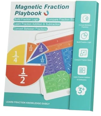 Magnetisk bråkbok, interaktiv matematik, spel, 8,66 tum fraktionsbok med design, barn pojkar flickor inlärningsverktyg för skolklassrum, aktivitet med lätt att spela, pedagogiskt roligt för fester