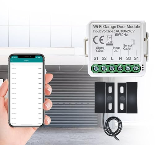 JoyousMall Controlador inteligente de apertura de puerta de garaje para Tuya para Smart Life, modo dual WiFi, control de voz compatible con Alexa Siri, 2.4 GHz, color blanco