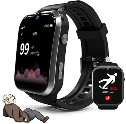 Wasd3Pods Dispositivos De Alerta De Caídas para Ancianos, Reloj Inteligente 4G, Detección De Caídas, Videollamada + Localizador GPS + Alarma Sos, para Cuidado De Ancianos Y Demencia