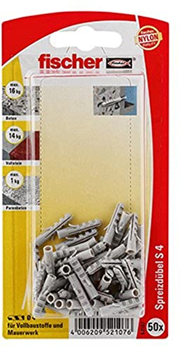 Fischer Spreizdübel S 4 GK SBKarte, 50 Stück, 52107