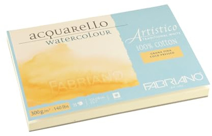 Fabriano Blocco Artistico Traditional White, 12,5x18 Cm, 300 Gr, Grana Fina, 25 Fogli