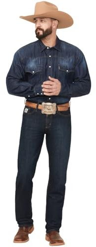 Cinch Men's Silver Label Slim Fit Jean, Dark Stone Wash, 31W x 34L
