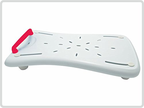 Badewannenbrett 70 cm lang Wannensitz Badewannensitz mit Seifenablage und mit rotem Griff