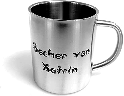 Laser Tattoo Edelstahlbecher Thermobecher Edelstahl Becher mit Gravur (0,3l - Glänzend)