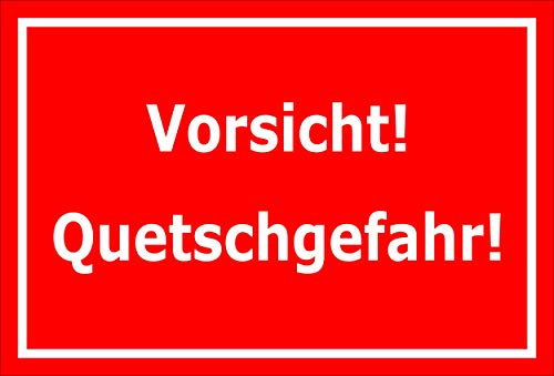 Melis-Folienwerkstatt Schild Vorsicht - Quetschgefahr – 15x10 cm – Aufkleber – mehrere Größen/Materialien
