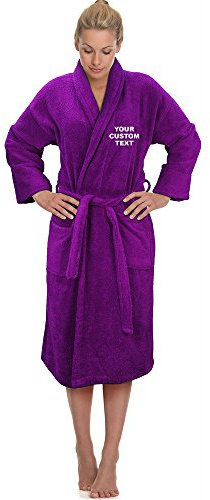 UNISEX Personalised Bathrobe custom with YOUR TEXT Embroidery Bathrobes - Stars & Stripes brand (PURPLE) Bathrobe S/M