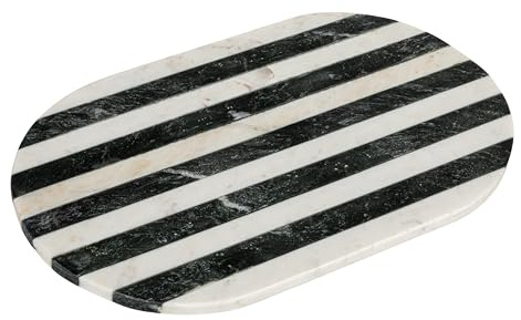 Bloomingville Marble Cheese and Cutting Board with Stripes, Black and White