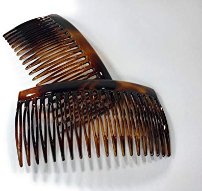 Einsteckkamm 2 xca. 9 x 4,6 cm havanna-braun Spaltzahn Steckkamm (520H) | Made in France - GOsmall versandoptimiert