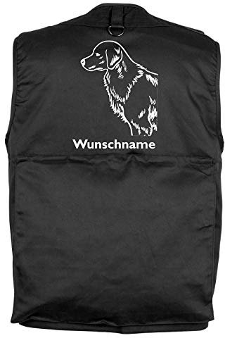 Tierisch-tolle Geschenke Golden Retriever - Hundesportweste Hundeführerweste mit Rückentasche und Namen XXXL (Motiv 3)