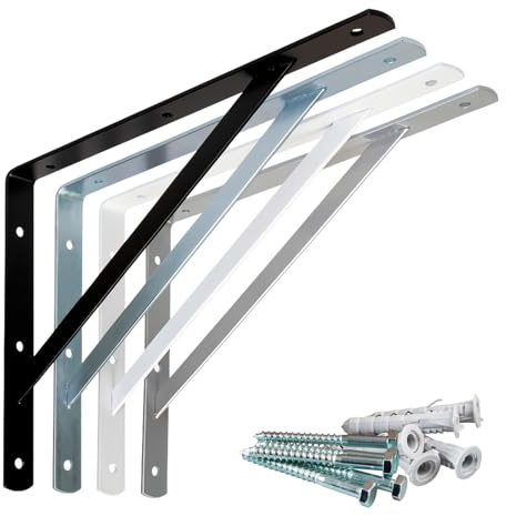 PRIOstahl Schwerlastträger 2 Stück 330x500mm Verzinkt - Regalwinkel Heavy Duty - Schwerlastkonsole Winkelträger mit Schrauben Dübel