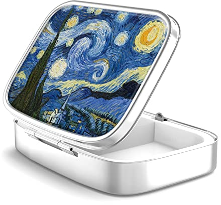 Pastillero de 2 compartimentos para medicinas, portátil para bolsillo o monedero Pastillero Decorativo de metal para medicinas Organizador de vitaminas Regalo único