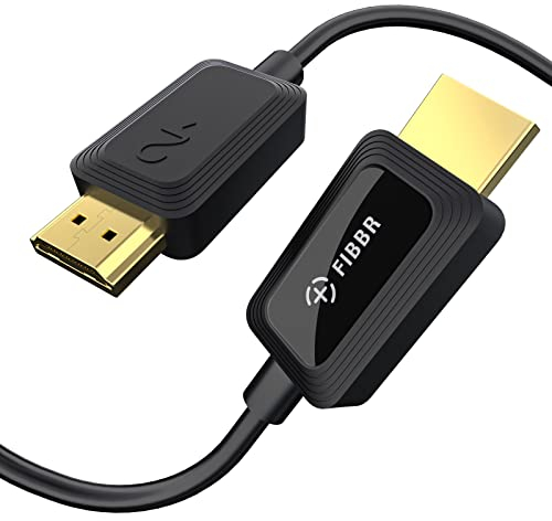 FIBBR 8K HDMI Glasfaserkabel 15M, 48Gbps 8K HDMI 2.1 Kabel/AOC Unterstützung 8K@60Hz, 4K@120Hz/144Hz HDR eARC 3D Dolby Atmos HDCP 2.2&2.3 Kompatibel mit PS5, Xbox Series X, PC, TV