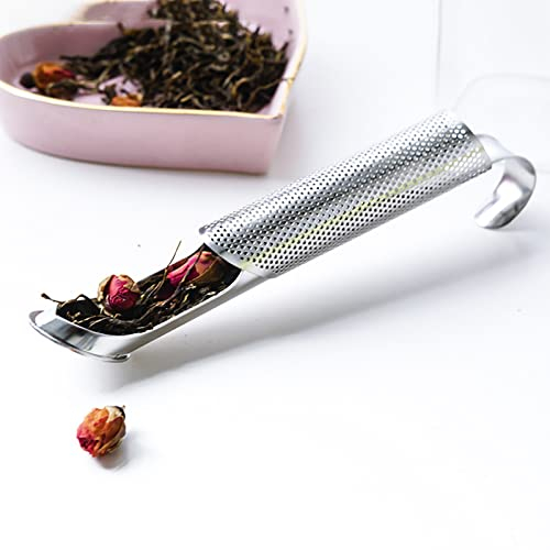 Teeei Edelstahl - Teesieb Für Losen Tee - Feinmaschig Teestab Losen Tee - Lose Blatt Tee Steeper Mit Haken - Teezerstäuber Mit Hängendem Hakengriff Für Losen Tee, Rose, Kaffee, Gewürze (1 Stück)