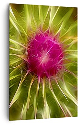 Wandbilder Dekoration Wohnzimmer Grafik Blume Pflanze Licht leuchten Bilder auf Leinwand 80x120cm Leinwandbild mit Rahmen Schlafzimmer Deko Wand Kunstdruck Art Groß XXL Wanddeko Bild PA80x120-0329