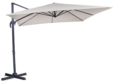 VONROC Premium Freitragender Sonnenschirm Balkon - Neigbar, Rechteckig, 360° drehbar, 300X300CM - Sonnenschutz für Terrasse & Garten - Sonnenschirm groß (Beige)