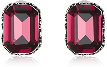 EVER FAITH Smaragdschliff Ohrstecker Halo Violette Lila Strass Kristall Wunderschöne Geburtsstein Vintage Hochzeit Party Ohrringe für Damen