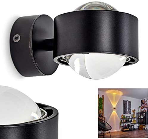 Wandleuchte Sapri, moderner Wandstrahler aus Metall/Glas in Schwarz/Klar, 1 x G9, ohne Leuchtmittel, Wandspot mit tollem Lichteffekt, Up&Down Leuchte, Lieferumfang: 2 x Farbfilter gelb