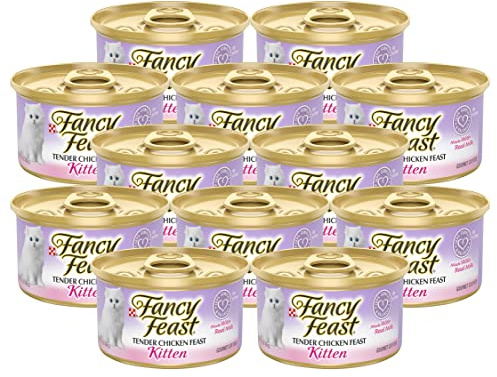 Purina Fancy Feast Wet Cat Food for Kittens, Tender Chicken Feast, Made with Real Milk, Wet Kitten Food with Complete & Balanced Nutrition, 3 OZ Can (Pack of 12)