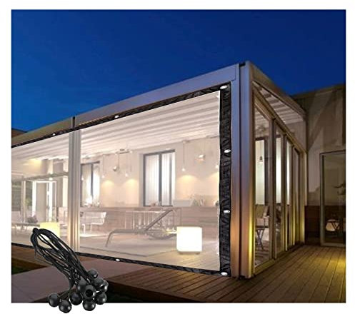UHEKC Seitenwand Terrassenüberdachung Transparente Plane für Den Außenbereich für Gärten, Pflanzen, Gewächshäuser Regenschutz Abnehmbar, Anpassbar (Color : Clear, Size : 2x6m/6.56x19.68ft)