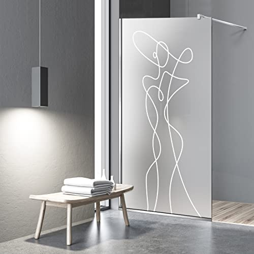 Aqua Roy INOX Modello Vogue 80 cm da 70/80/90/100/110/120 Walk in Doccia Vetro Satinato 8 mm Box Doccia per Wetroom Nano Coated Sandblasted Pattern (80x195 cm)