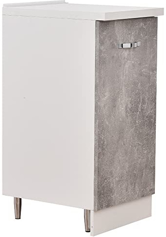 Shally Dogan Mobile Base per Cucina con Anta Singola e Due Scomparti, Mobiletto con Struttura in Legno Robusta e Resistente, Colore Grigio Cemento, Mobile Componibile Dimensioni 40 x 50 x 85H cm