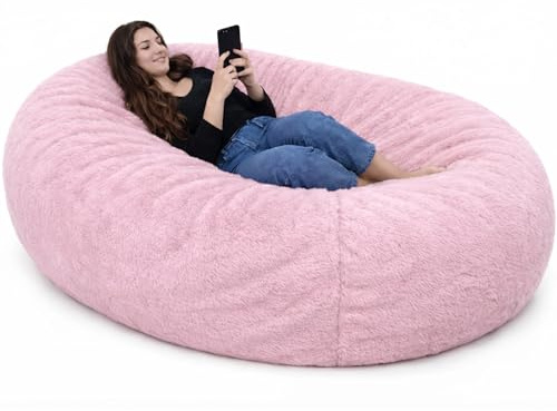 bananair - Puff Gigante XXL con Relleno de Espuma Incluído - Cómodo, Suave y Espacioso - Funda Desenfundable y Lavable - Bean Bag, Puff Cama Ideal para Relajarse (160 x 90 x 60 cm, Rosa)