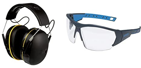 3M Casque antibruit sans fil WorkTunes doté de la technologie sans fil Bluetooth®, Le Noir & uvex i-Works Lunettes de sécurité - Résistant aux Rayures - Produits Chimiques - Protection Solaire UV400