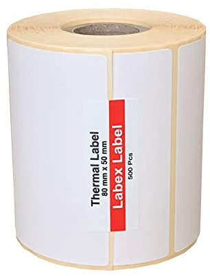Thermoetiketten 80x50 mm auf Rolle – Barcode EAN Lageretiketten – 1 Rollen 1000 Etiketten – Thermodirekt ohne Farbband – kompatibel mit Zebra, TSC, Godex – Labex Label