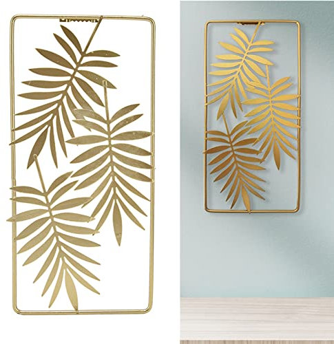 Ejoyous Arte da Parete in Metallo Dorato, Sculture da Parete Murale 3D Foglia di Metallo Decorazione da Parete in Stile Nordico per Soggiorno Camera da Letto Sfondo 29,5 X 14,5 Cm