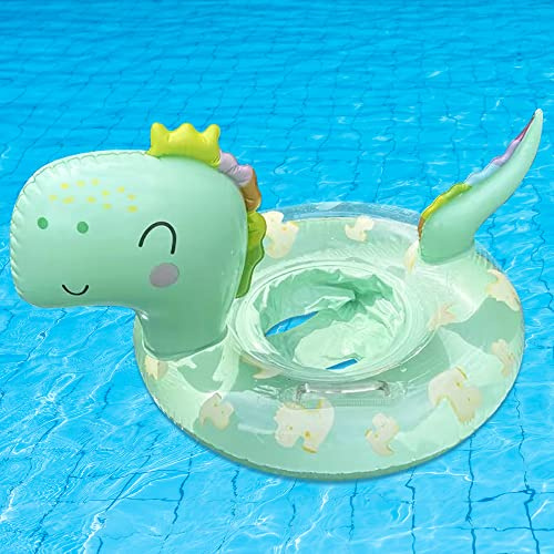 New Baby Swimming Pool Floats for Toddler Kids 8-48 Months Under 44lb, Inflatable Swim Ring Water Raft with Seat and Handle for Summer Beach Outdoor Children Infant Bath Toys (Green Dinosaur)