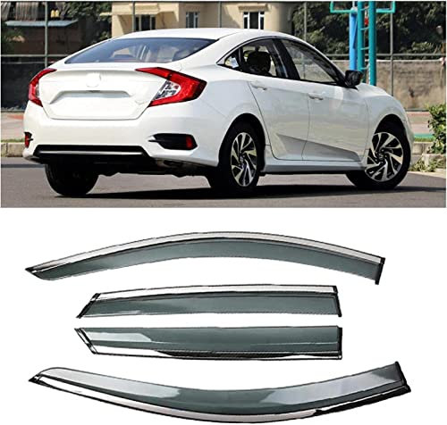 DIOTTI 4 Piezas Deflector Ventana Lateral para Civic 2019, Visera Ventana Lateral Coche Toldos Ventilación Visera Ventana Lateral