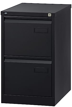 BISLEY Light Hängeregistraturschrank mit Schloss aus Metall in schwarz, 2 Schubladen, einbahnig - Hängeregisterschrank abschließbar, Hängeregistratur für Hängemappen & Hängeordner