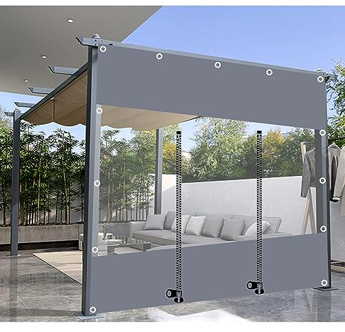 Außen Durchsichtige Plane Vorhange, 0,3mm Schwerlast wasserdichte Plane Mit Ösen, Pergola Pavillon Terrasse Carport Plane Seitenwände, Transparente Plane Abdeckung,LxH-2.2x2.5m/7.2 * 8.2ft