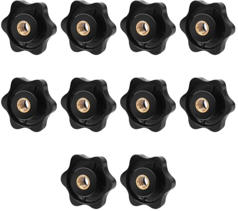 10 tuercas M8 con mango de estrella, color negro, de plástico, tuercas de mariposa m8, para industria mecánica, muebles, equipos electrónicos