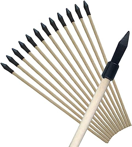 dulot 12 Kinder Pfeile Bogenschießen Pfeile Bambus Kinder Pfeile Gummikopf Freien Sauger Ersatz Anfänger Sicherheit Innen und im Schießen (Protokollfarbe,40cm)