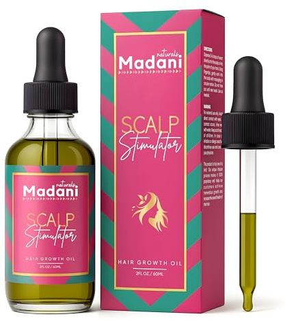 Madani Naturals Scalp Stimulator Hair Growth Oil With Rosemary Oil & Mint - Hair Loss Treatment for Split End and Dry Scalp for All Hair Types, Strengthen Hair and Stop Hair Loss, 2-Fluid Ounces