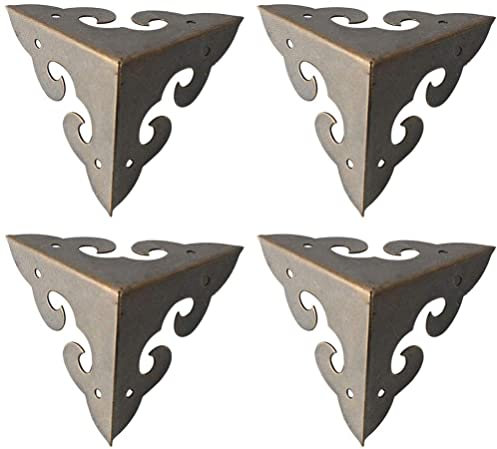 XYWHPGV Box Eckenschützer Vintage Dreieck Metallrahmen Kantenschutz für Holz Schreibtisch Schmuckkästchen Schrank, Bronze Ton 4er Pack(4b612 f0001 083c0 35c5a b92fb 41cc3