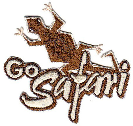 Go Safari Gekko Aufnäher zum aufbügeln oder aufnähen Bügelbild Aufbügler für Kleidung gestickter Bügelpatch Applikation Gecko Afrika Patch Größe 6,8 x 6,4 cm