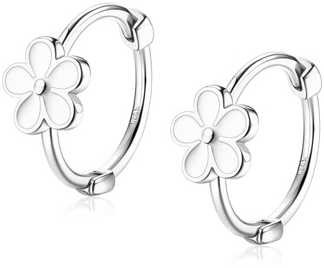 KRFY Silber Blumen Creolen Ohrringe 925 Sterling Silber Gänseblümchen ohrringe für Damen Mädchen Hypoallergen Knorpel Helix Huggie Creolen