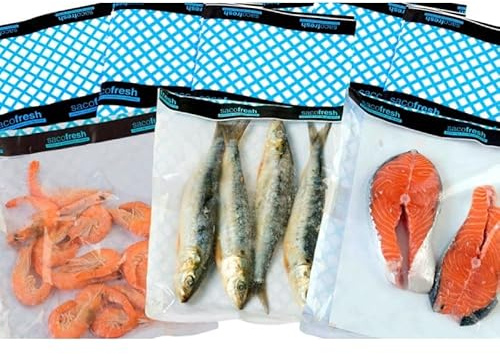 BALSAT Enveloppes alimentaires avec adhésives, enveloppes de boucherie, charcuterie, boulangerie, poissonnerie, registre alimentaire, fermeture adhésive réutilisable (20 x 30-100 sacs, bleu)