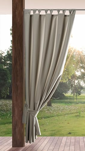 Eurofirany Garden Outdoorvorhäng mit Schlaufenschal- 1 STK. Abnehmbaren Schlaufen, Sonnenschutz Sichtschutz Winddicht Wasserdicht Vorhäng für Pavillon Terrasse Pergola, 155x240 cm, Cappuccino