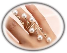 GIGB PBDK Gold Pearl Rings for Women Chunky Promise Ring Wrap Finger Rings Open Adjustable Stacking Ring Statement Party Prom Jewelry Gifts