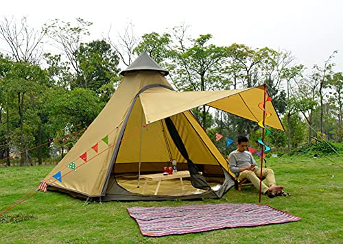 SSLW Indisches Zelt Tipi Outdoor Doppelschicht Camping Turmzelt Familien Camping Zelt Jurte Tipi Zelt für Outdoor Wandern 3-4 Personen