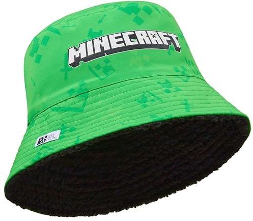Minecraft Gorros Invierno, Sombrero Pescador o Set Gorro y Guantes con o sin Braga Cuello, Accesorios de Invierno, 6-14 Años (6-14 Años, Verde Sombrero de Pescador)