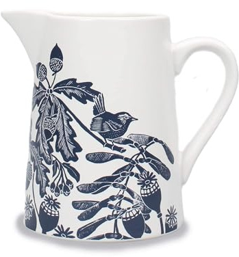 Half Moon Bay | Kate Heiss | Holkham Walk Ceramic Stoneware Jug | Navy Blue 500ml Milk Pitcher Flower Vase | Official Designer Merchandise | Elegant Botanical Housewarming Gift