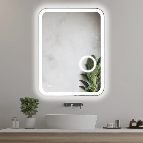 Home Glow Rechteckiger LED Badspiegel 60 × 80 cm, Anti-Beschlag